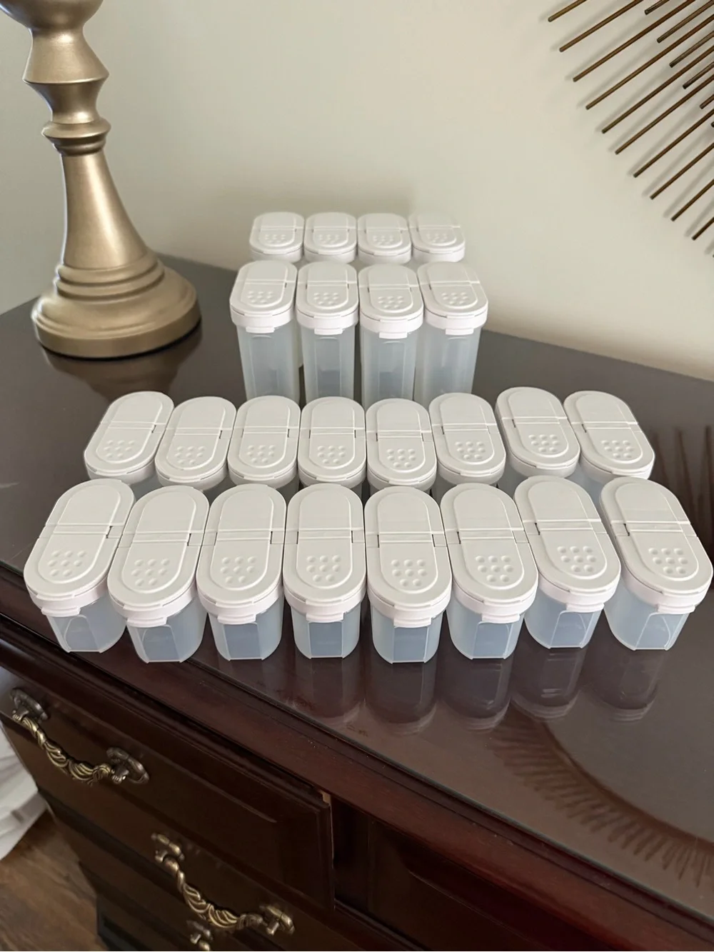 NEW. Tupperware White Flip-Top spice containers. 16 small, 8 large